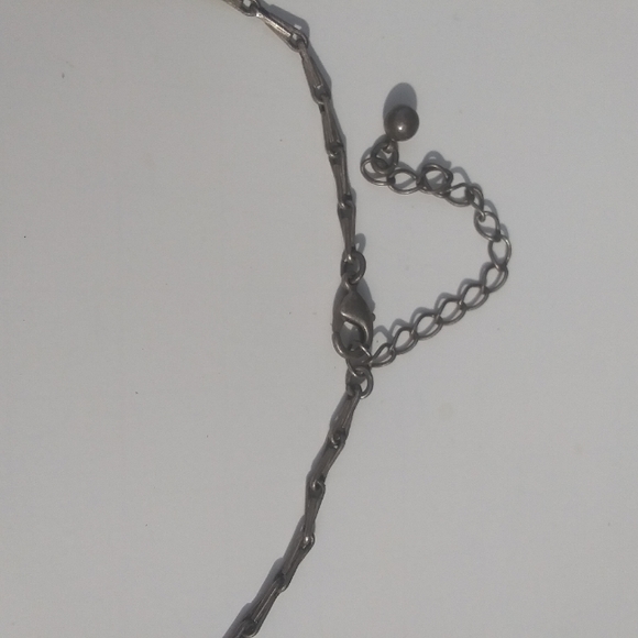 Rhinestone Floral Necklace, Silver and Blue - Picture 4 of 8